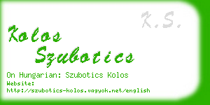 kolos szubotics business card